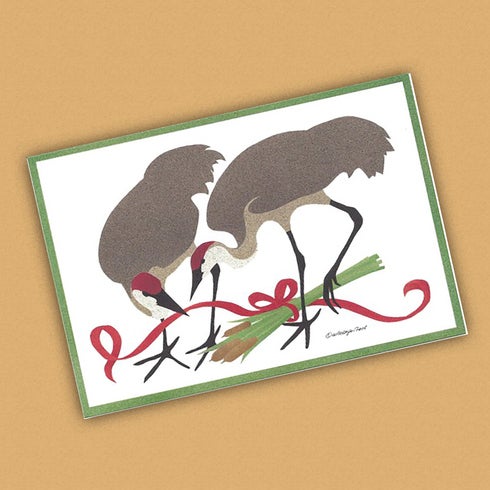 Sandhill Ribbons Sandhill Crane Ribbon Holiday Single Card